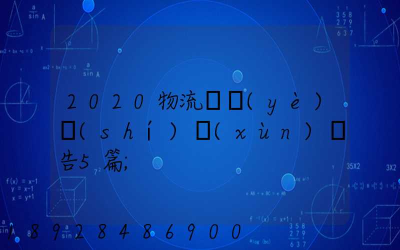 2020物流專業(yè)實(shí)訓(xùn)報告5篇