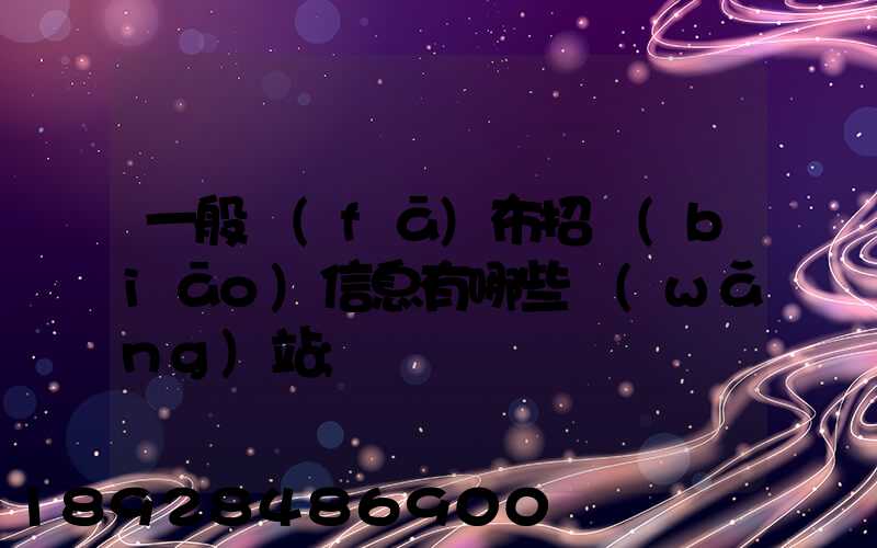 一般發(fā)布招標(biāo)信息有哪些網(wǎng)站