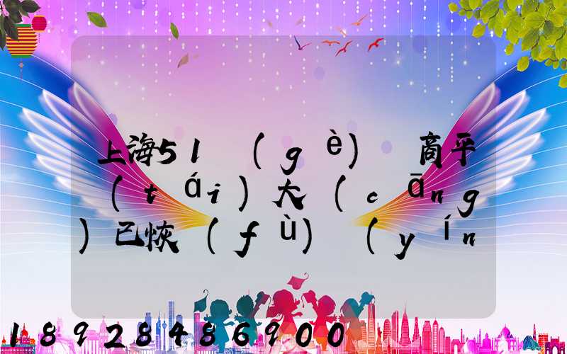 上海51個(gè)電商平臺(tái)大倉(cāng)已恢復(fù)營(yíng)業(yè)
