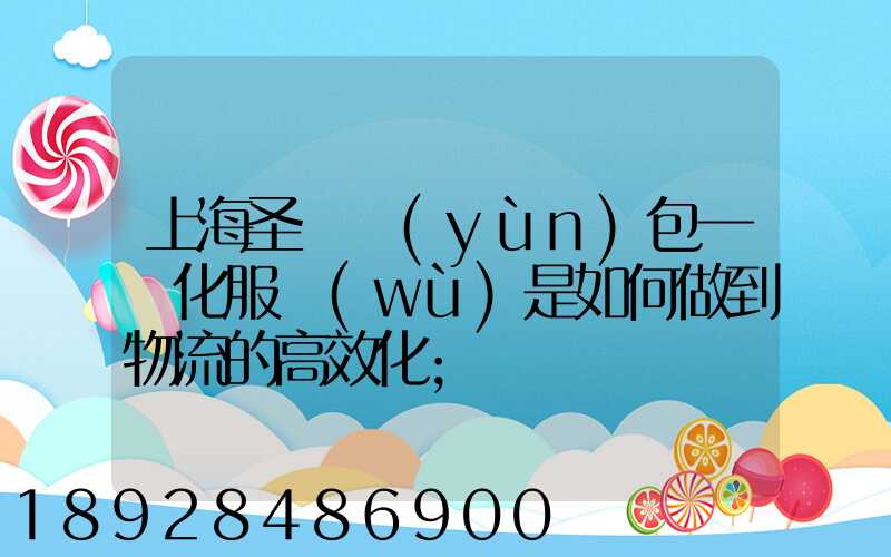 上海圣華運(yùn)包一體化服務(wù)是如何做到物流的高效化