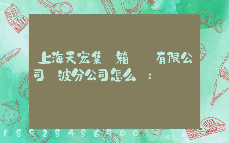 上海天宏集裝箱儲運有限公司寧波分公司怎么樣