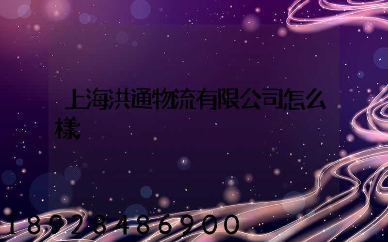 上海洪通物流有限公司怎么樣