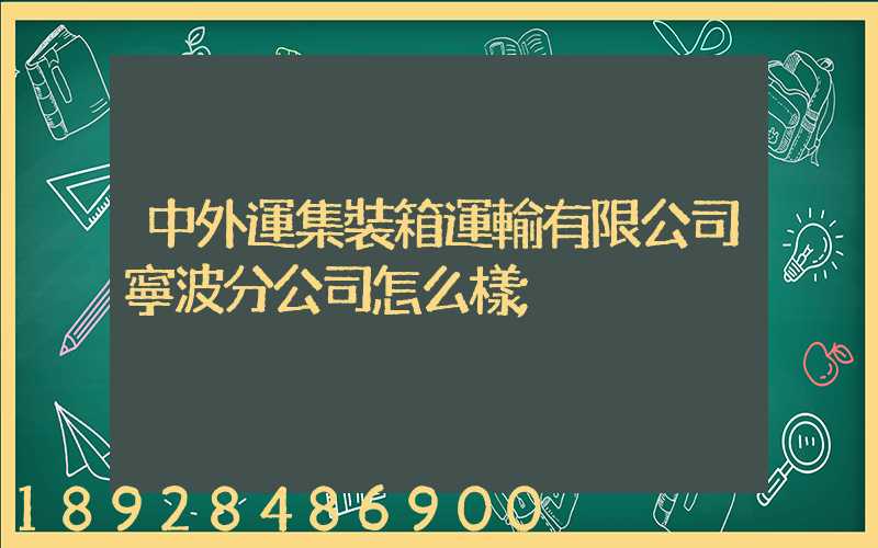 中外運集裝箱運輸有限公司寧波分公司怎么樣