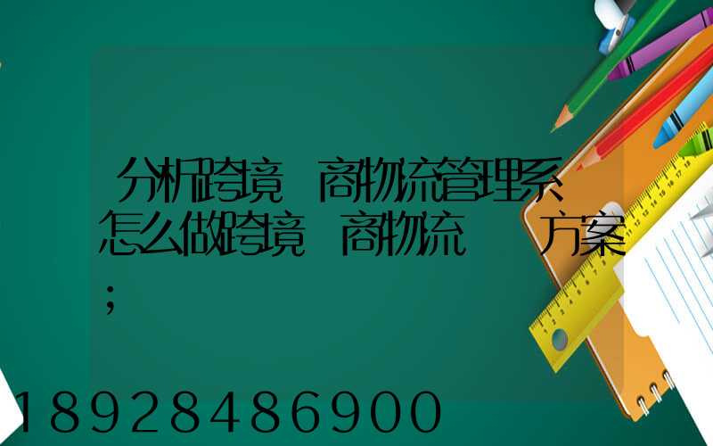 分析跨境電商物流管理系統怎么做跨境電商物流運營方案