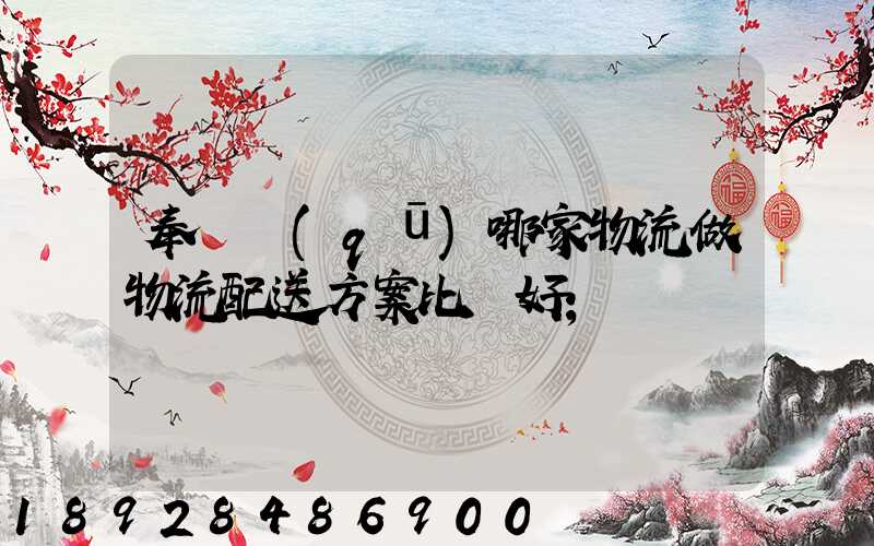 奉賢區(qū)哪家物流做物流配送方案比較好