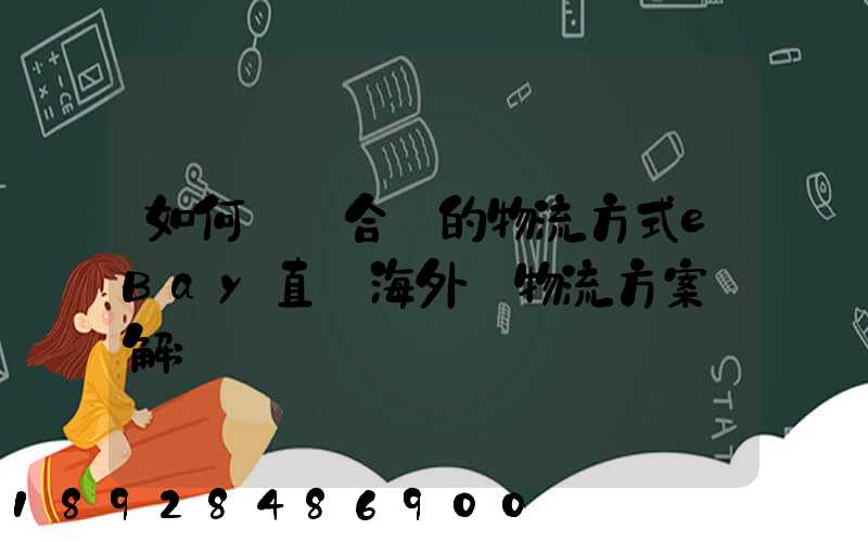 如何選擇合適的物流方式eBay直郵海外倉物流方案詳解