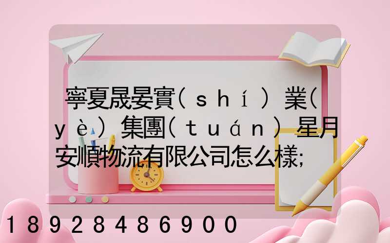 寧夏晟晏實(shí)業(yè)集團(tuán)星月安順物流有限公司怎么樣