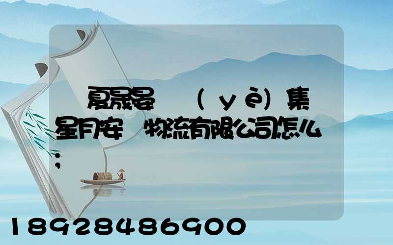 寧夏晟晏實業(yè)集團星月安順物流有限公司怎么樣