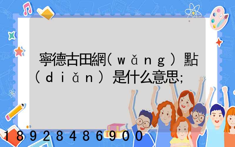 寧德古田網(wǎng)點(diǎn)是什么意思