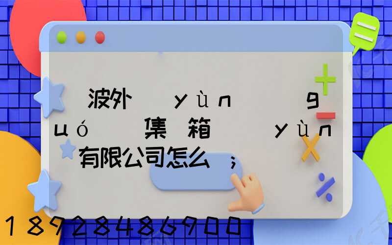 寧波外運(yùn)國(guó)際集裝箱貨運(yùn)有限公司怎么樣