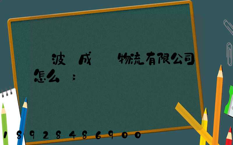 寧波嶸成國際物流有限公司怎么樣