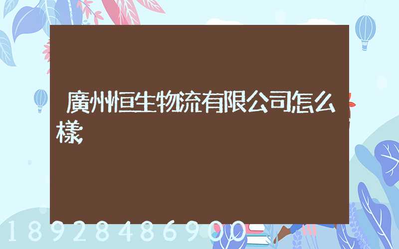 廣州恒生物流有限公司怎么樣