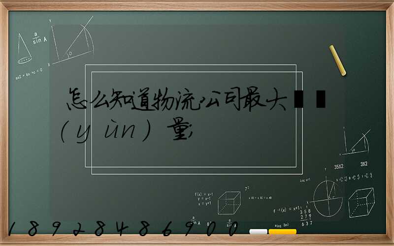 怎么知道物流公司最大貨運(yùn)量