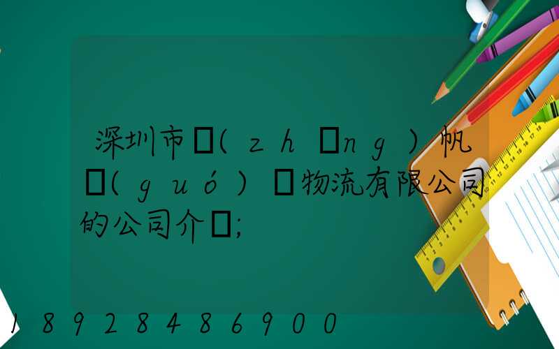 深圳市長(zhǎng)帆國(guó)際物流有限公司的公司介紹