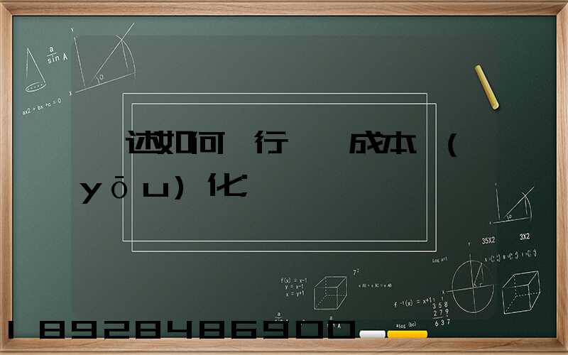 簡述如何進行運輸成本優(yōu)化