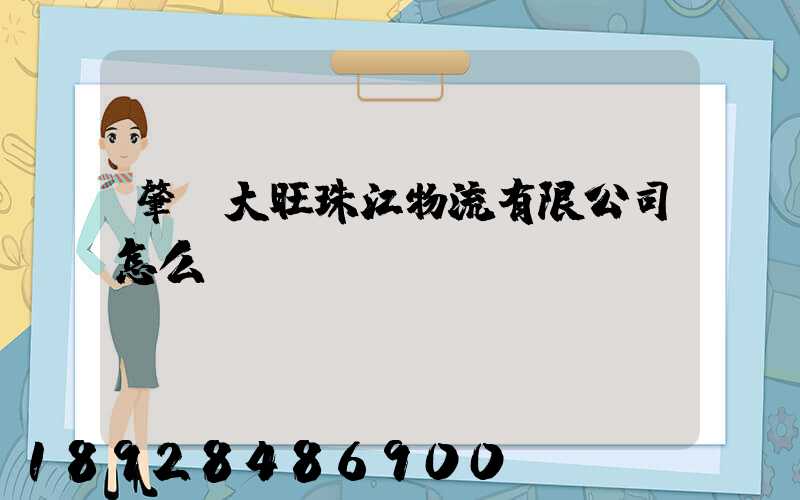 肇慶大旺珠江物流有限公司怎么樣