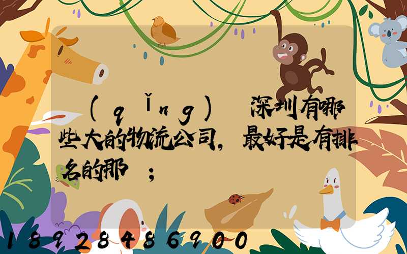 請(qǐng)問深圳有哪些大的物流公司,最好是有排名的那種