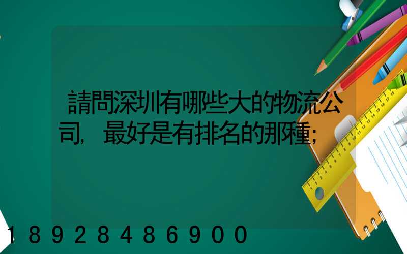 請問深圳有哪些大的物流公司,最好是有排名的那種