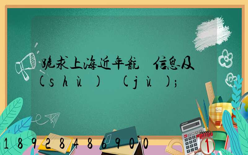 跪求上海近年航運信息及數(shù)據(jù)