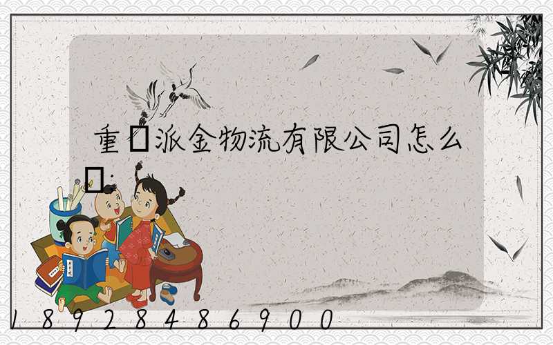 重慶派金物流有限公司怎么樣