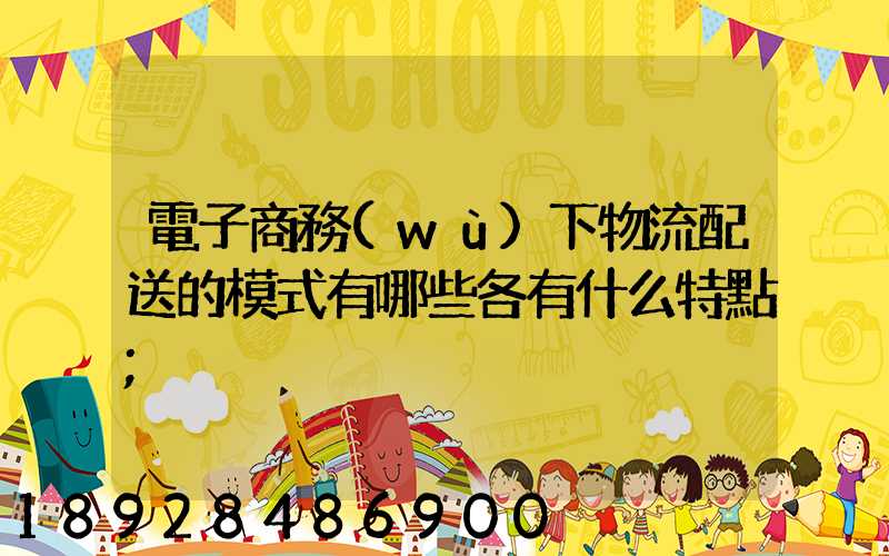 電子商務(wù)下物流配送的模式有哪些各有什么特點