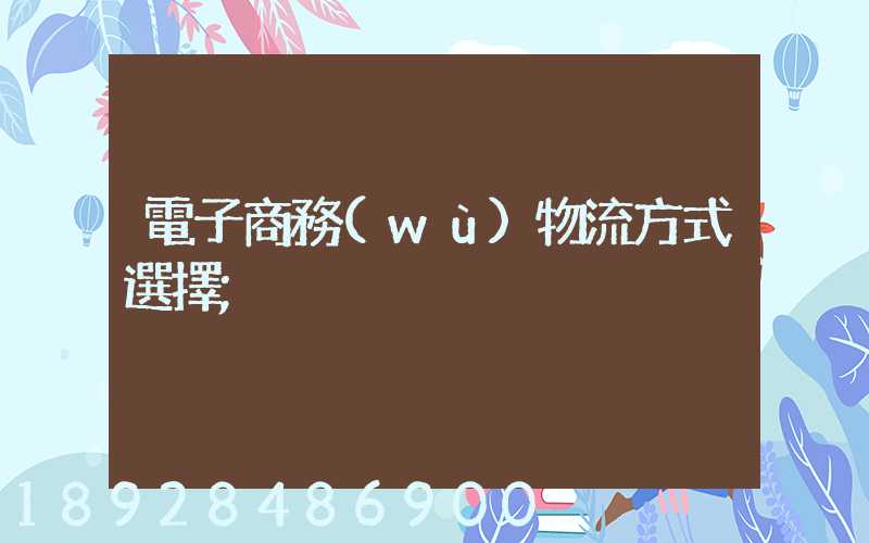 電子商務(wù)物流方式選擇